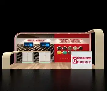 Sophisticated 10x20 trade show booth with display counters