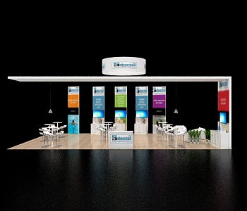 Spacious exhibit with interactive demo stations