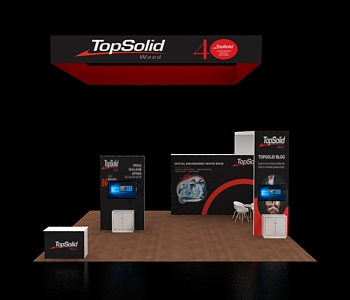 30x30 exhibit with central product demo area