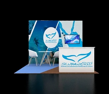 Exhibit booth 10×10 with open-frame structure