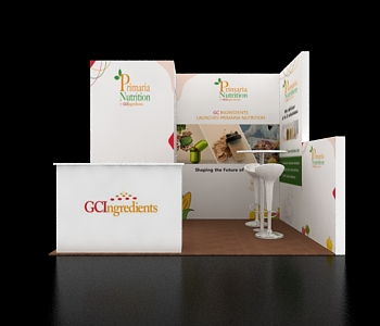 Portable 10×10 exhibit booth with modular display