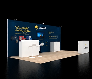 10×20 trade show booth with branded backdrop panels