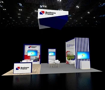 20x30 exhibit with interactive demo wall