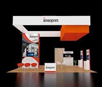 20x30 booth with illuminated logo tower