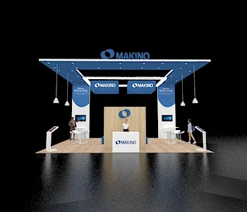 20x30 booth design with open aisle layout