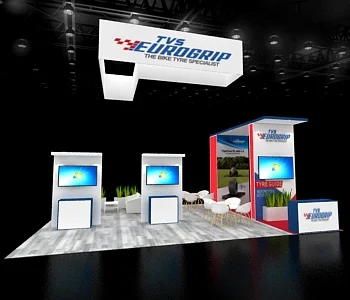 20x30 trade booth with interactive screens